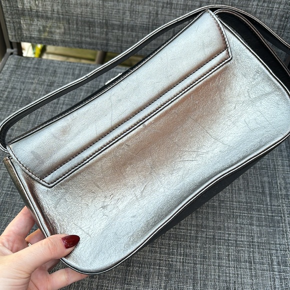 Vintage BALLY Shiny Metallic Silver Shoulder Bag - Picture 4 of 8